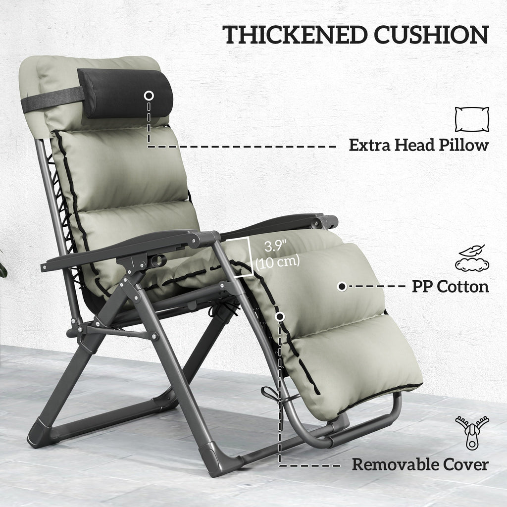Set of 2 Zero Gravity Chairs with Cup and Phone Holder Tray, Grey