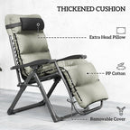 Set of 2 Zero Gravity Chairs with Cup and Phone Holder Tray, Grey