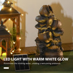 28.3" Solar Outdoor Water Fountain with LED Lights