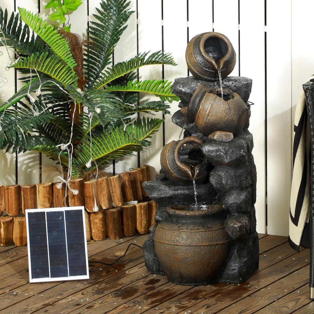 28.3" Solar Outdoor Water Fountain with LED Lights