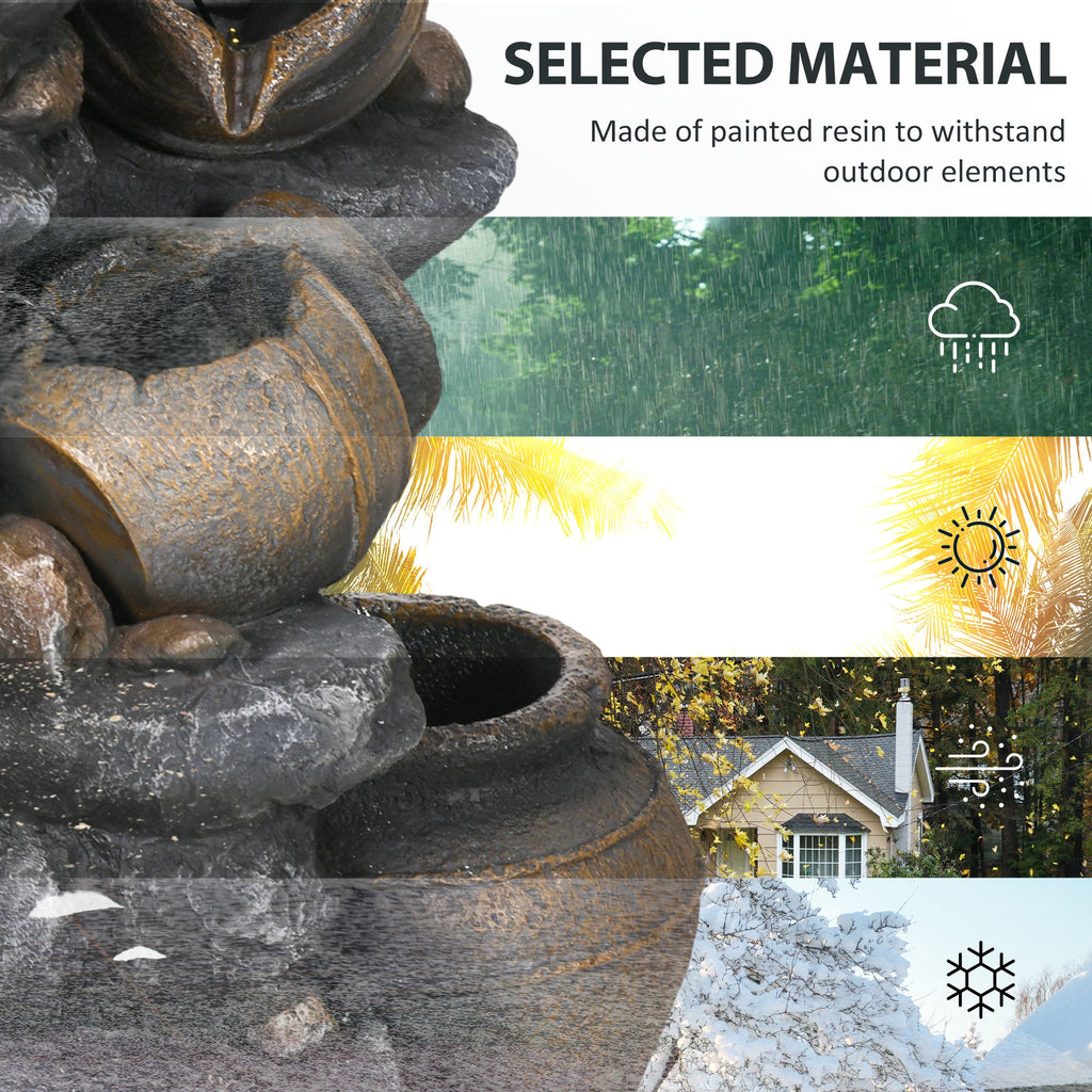 28.3" Solar Outdoor Water Fountain with LED Lights