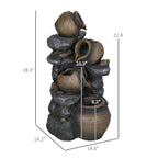 28.3" Solar Outdoor Water Fountain with LED Lights
