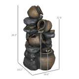28.3" Solar Outdoor Water Fountain with LED Lights