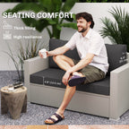 2 Seater Outdoor Seat Cushions with Backrest, Black