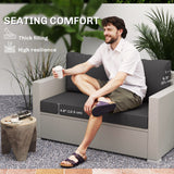 2 Seater Outdoor Seat Cushions with Backrest, Black