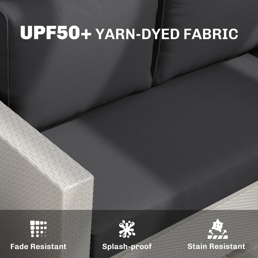 2 Seater Outdoor Seat Cushions with Backrest, Black