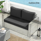 2 Seater Outdoor Seat Cushions with Backrest, Black