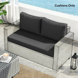2 Seater Outdoor Seat Cushions with Backrest, Black