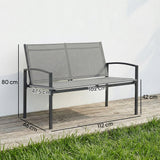2 Seater Metal Garden Bench with Texteline Seat, Grey