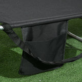 Folding Lounge Chair with Face Hole, Side Pocket and Strap, Black