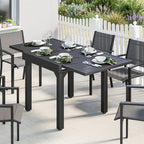 80-160 cm Extendable Aluminium Garden Table for 4-6 People, Black