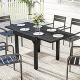 80-160 cm Extendable Aluminium Garden Table for 4-6 People, Black