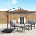 3 m Cantilever Parasol with Weights, Cover & Cross Base, Coffee