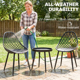 3-Piece Outdoor Bistro Set, 2 Chairs & Round Table, Weatherproof Metal, Black