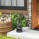 5-Piece Metal Fireplace Tool Set with Brush, Shovel, Poker, Tongs & Mesh Bucket for Indoor or Outdoor Fireplaces