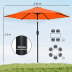 2.6 m Garden Parasol with Tilt, Crank, Vent & Aluminium Pole, Orange