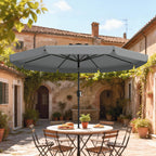 10ft Patio Umbrella with Push Button Tilt and Crank, Dark Grey
