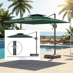 2.5 m Cantilever Parasol with Fillable Base and Double Top, Dark Green