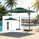 2.5 m Cantilever Parasol with Fillable Base and Double Top, Dark Green