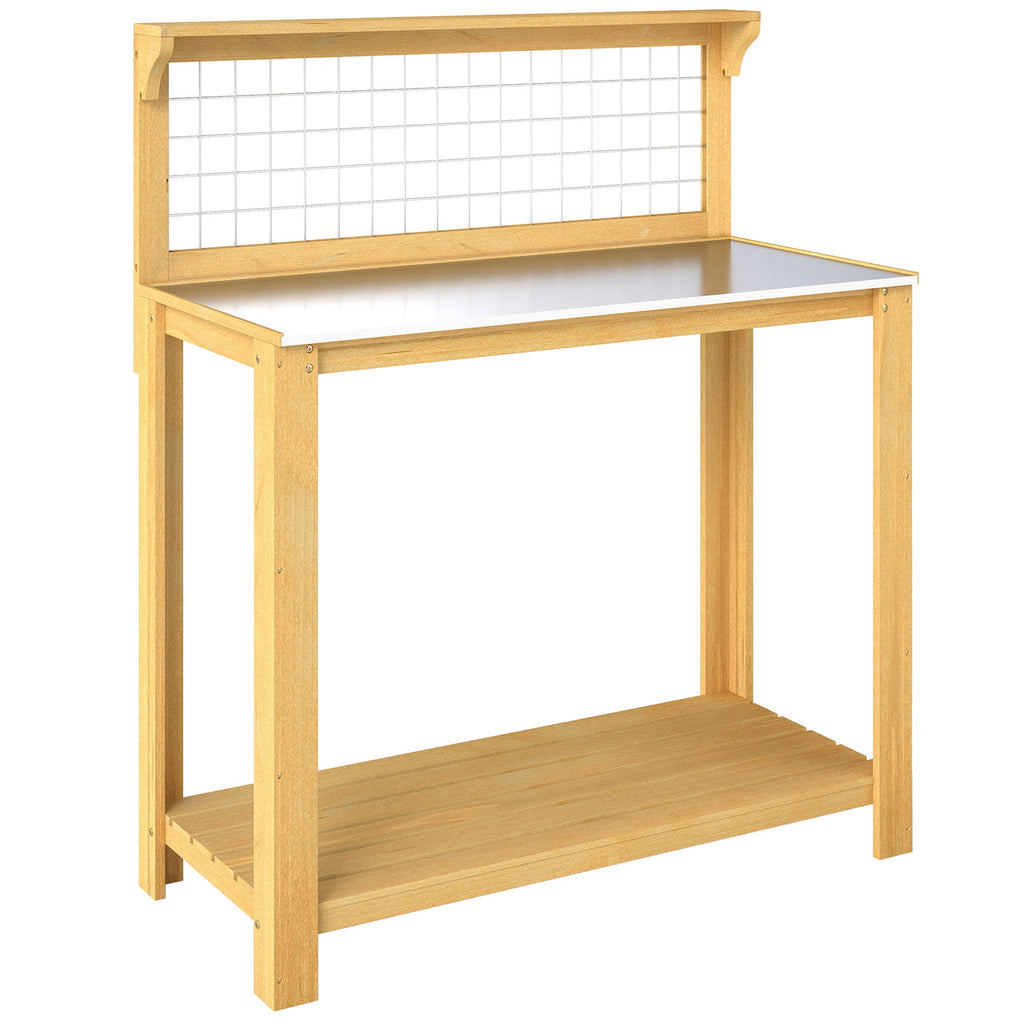 100 x 48 x 119 cm Potting Bench with Aluminium Worktop, Yellow