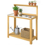 100 x 48 x 119 cm Potting Bench with Aluminium Worktop, Yellow