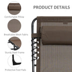 Folding Lounge Chair with Adjustable Backrest and Pillow, Brown
