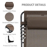 Folding Lounge Chair with Adjustable Backrest and Pillow, Brown