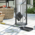 5-Piece Metal Fireplace Tool Set with Brush, Shovel, Poker, Tongs & Stand, Gold Finish