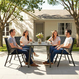 Set of 4 Folding Garden Chairs with High Back and Armrests, Black