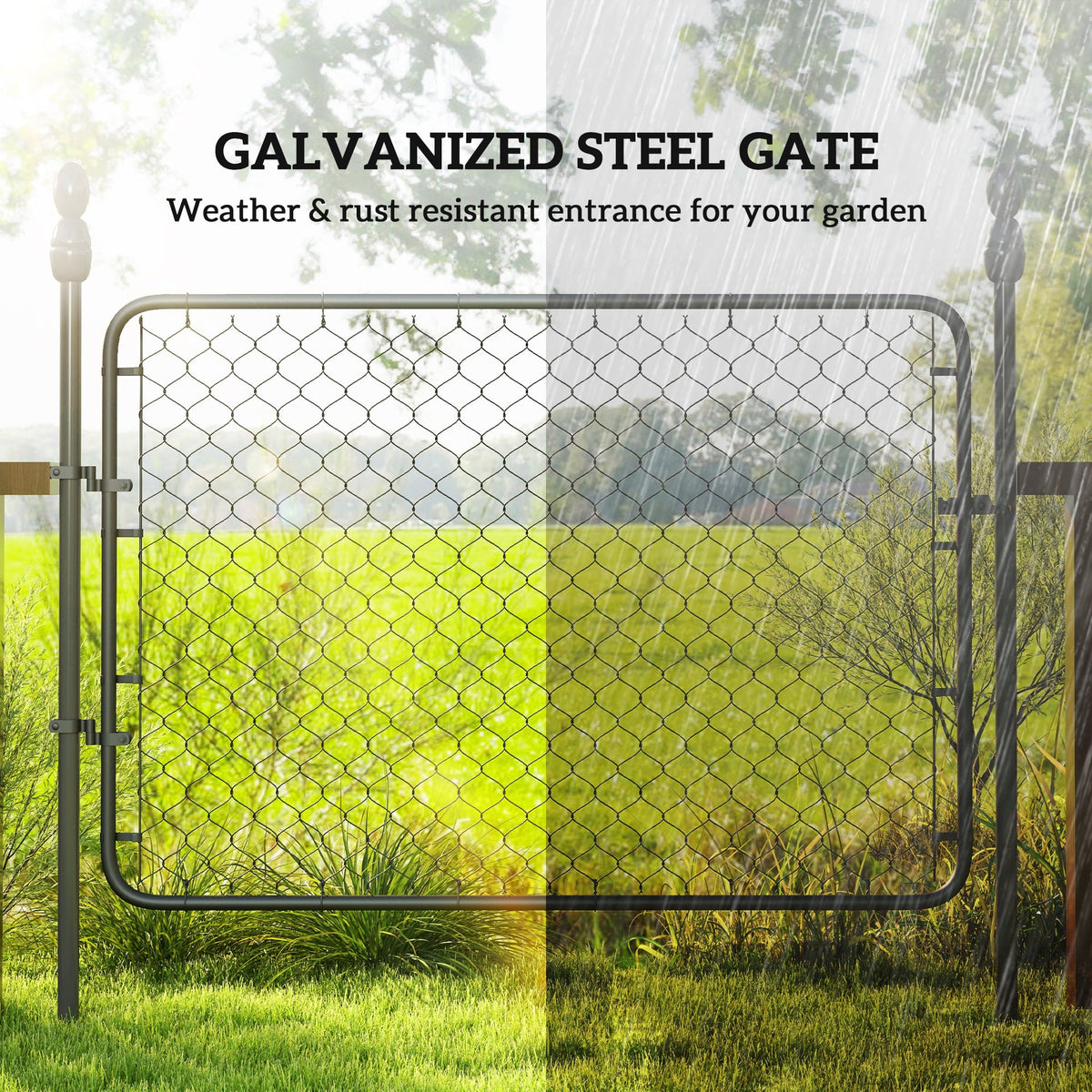 26-71 in. W x 4 ft. H Chain Link Fence Gate, Black