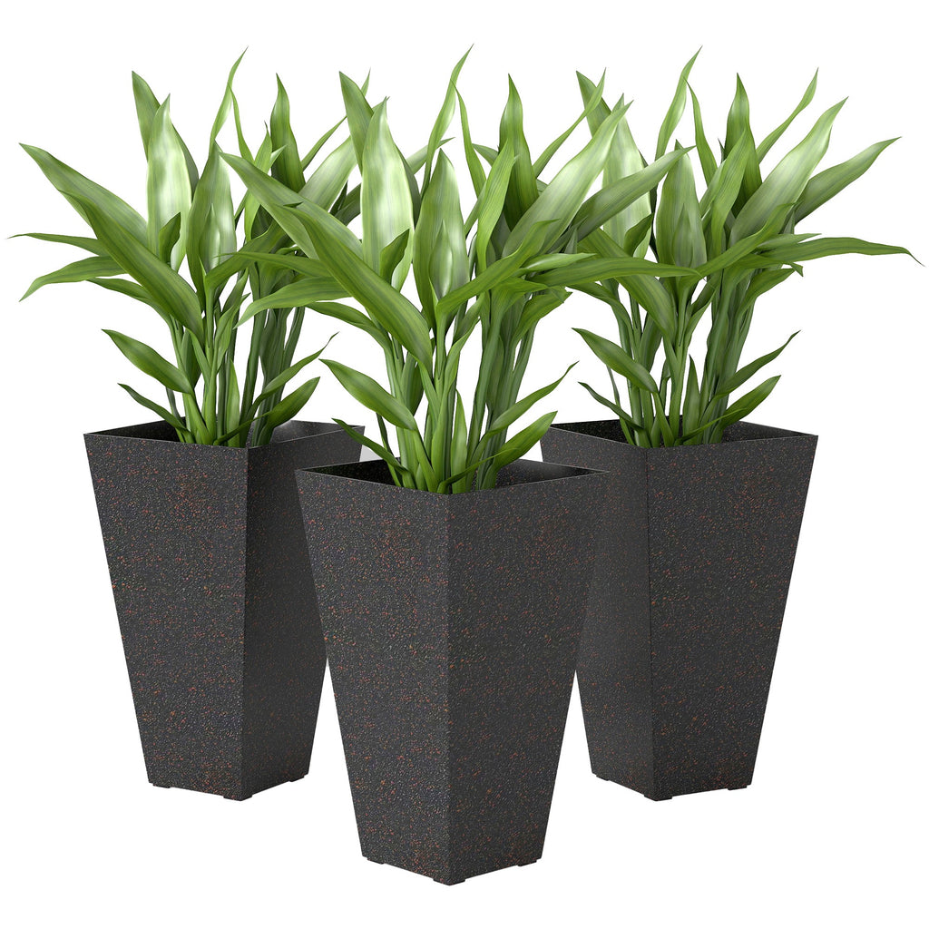 3-Piece 28" Tall Planters with Drainage Holes, Brown