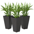 3-Piece 28" Tall Planters with Drainage Holes, Brown