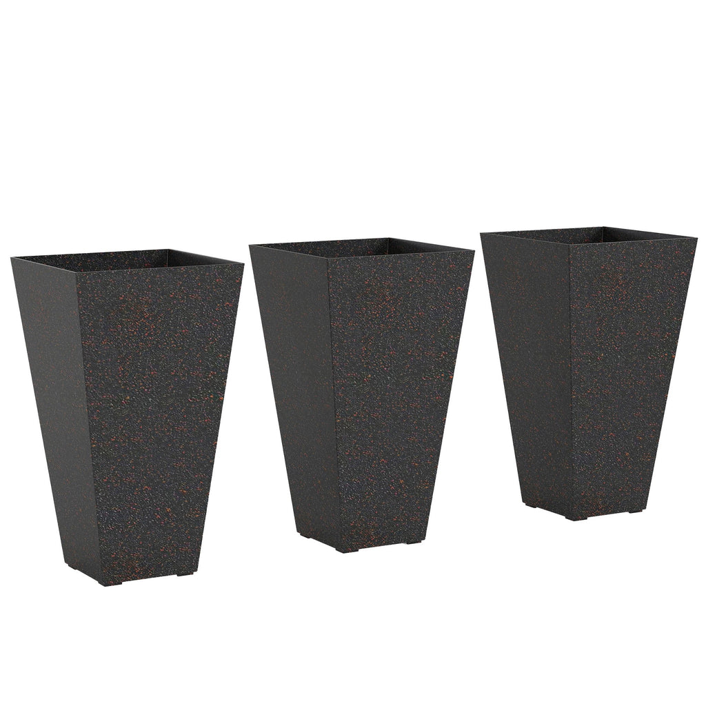 3-Piece 28" Tall Planters with Drainage Holes, Brown