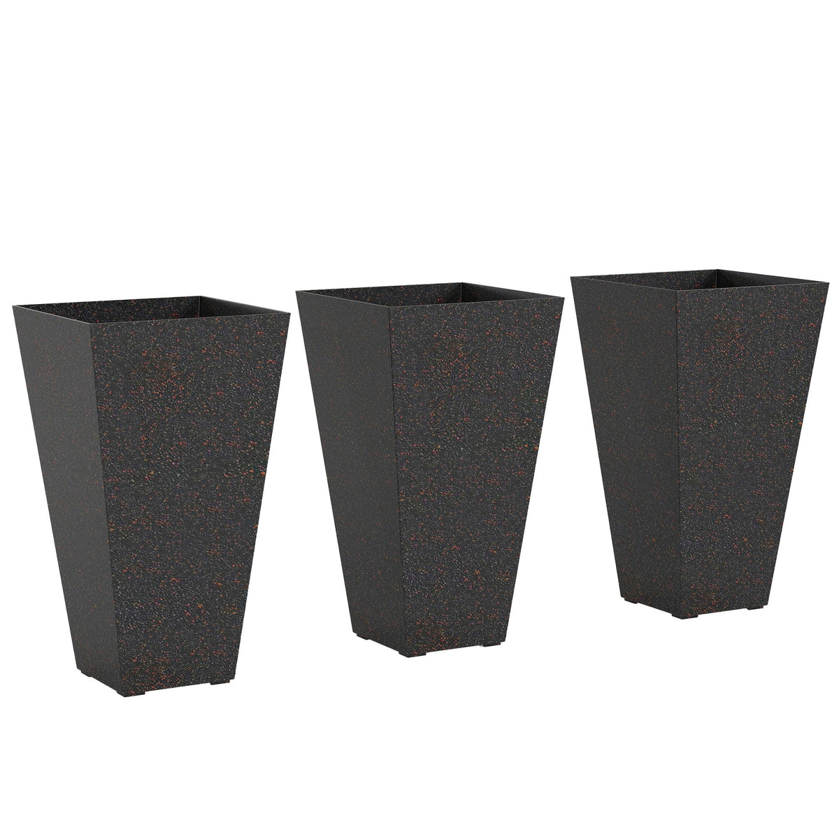 3-Piece 28" Tall Planters with Drainage Holes, Brown