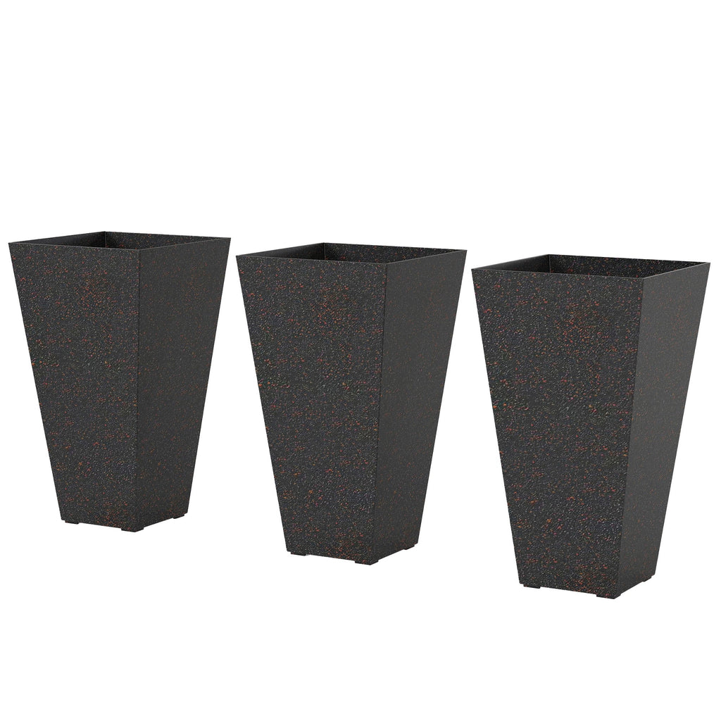 3-Piece 28" Tall Planters with Drainage Holes, Brown