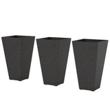 3-Piece 28" Tall Planters with Drainage Holes, Brown