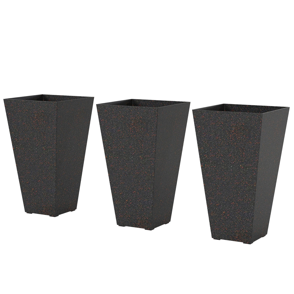 3-Piece 28" Tall Planters with Drainage Holes, Brown