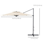 10ft Cantilever Patio Umbrella with 360° Rotation and Tilt, Khaki
