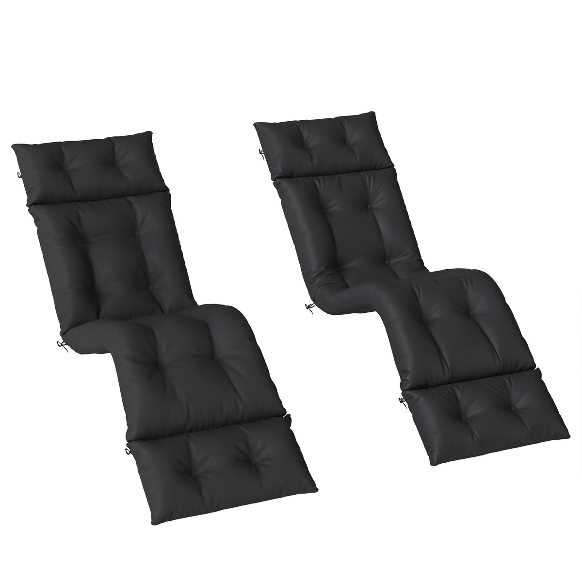 190x56x10cm Sun Lounger Cushions Set of 2 for Loungers, 220gsm UPF20+ Black