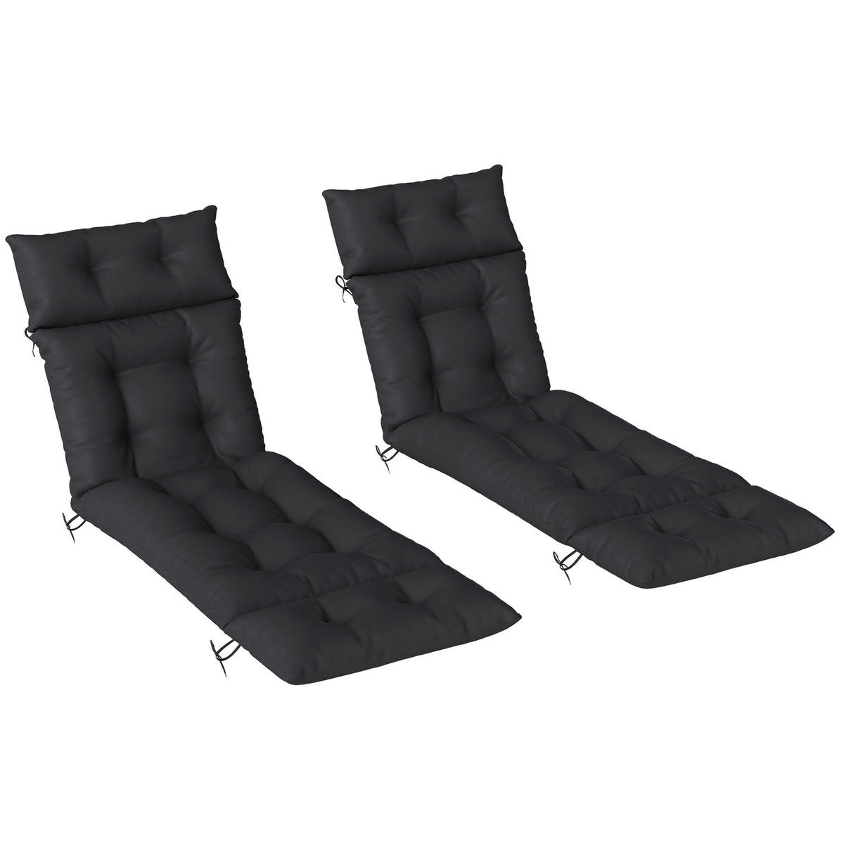 190x56x10cm Sun Lounger Cushions Set of 2 for Loungers, 220gsm UPF20+ Black