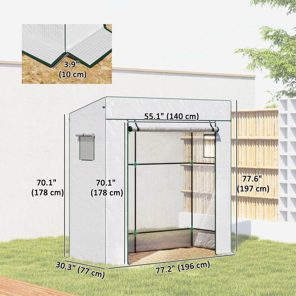 77.2" x 30.3" x 77.6" Lean-to Tomato Greenhouse, White