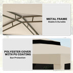 10' x 10' Canopy Tent with Mesh Netting and Double-Tier Roof, Beige