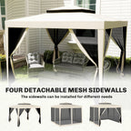 10' x 10' Canopy Tent with Mesh Netting and Double-Tier Roof, Beige