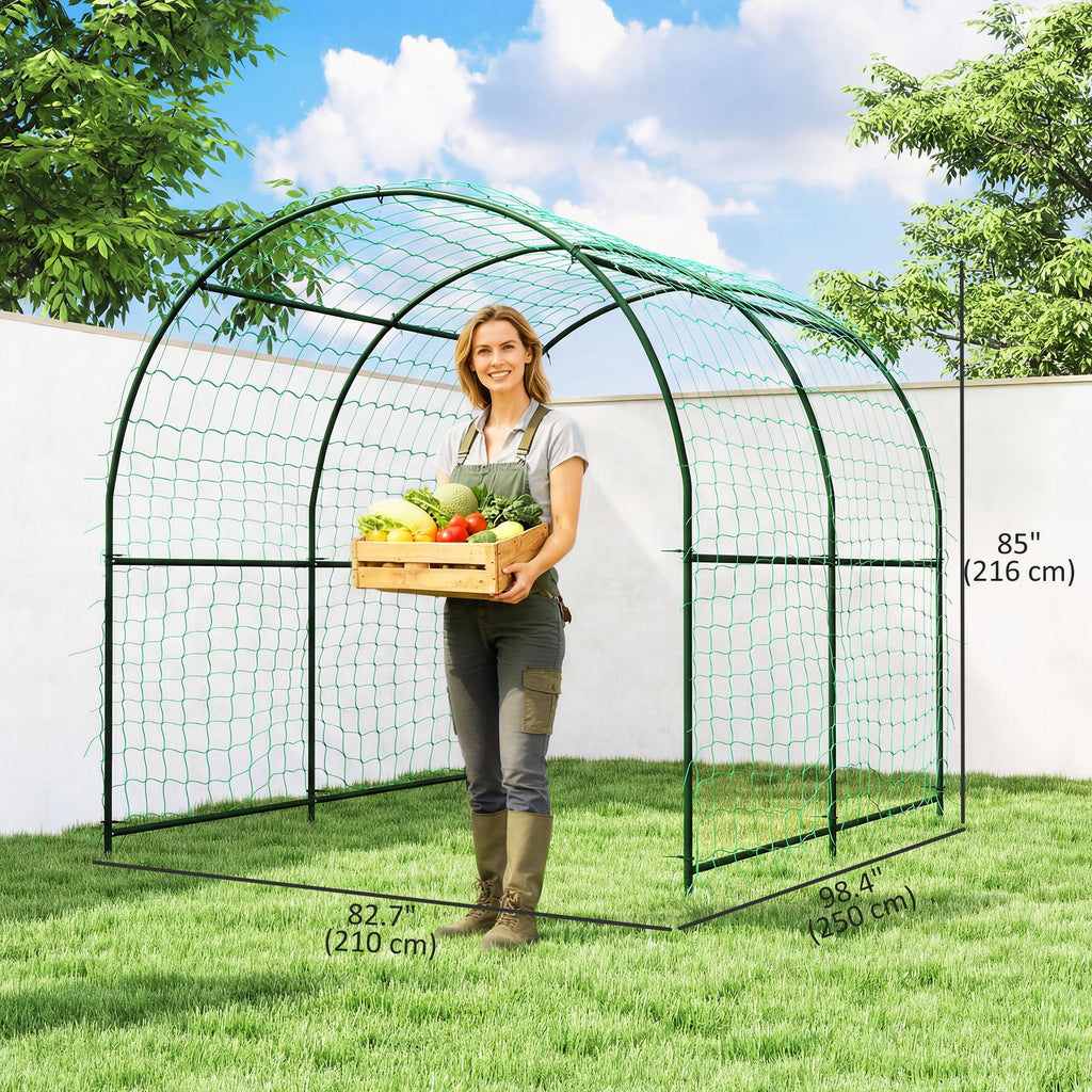 7.1FT Garden Arch Trellis with Climbing Net for Outdoor Plants