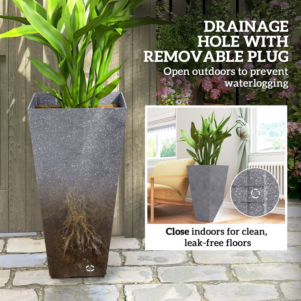 3-Piece 28" Tall Planters with Drainage Holes, Gray