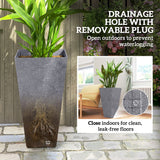 3-Piece 28" Tall Planters with Drainage Holes, Gray