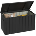 119 Gallon Galvanized Steel Deck Box with Wheels and Handles, Dark Grey