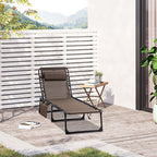 Folding Lounge Chair with Adjustable Backrest and Pillow, Brown