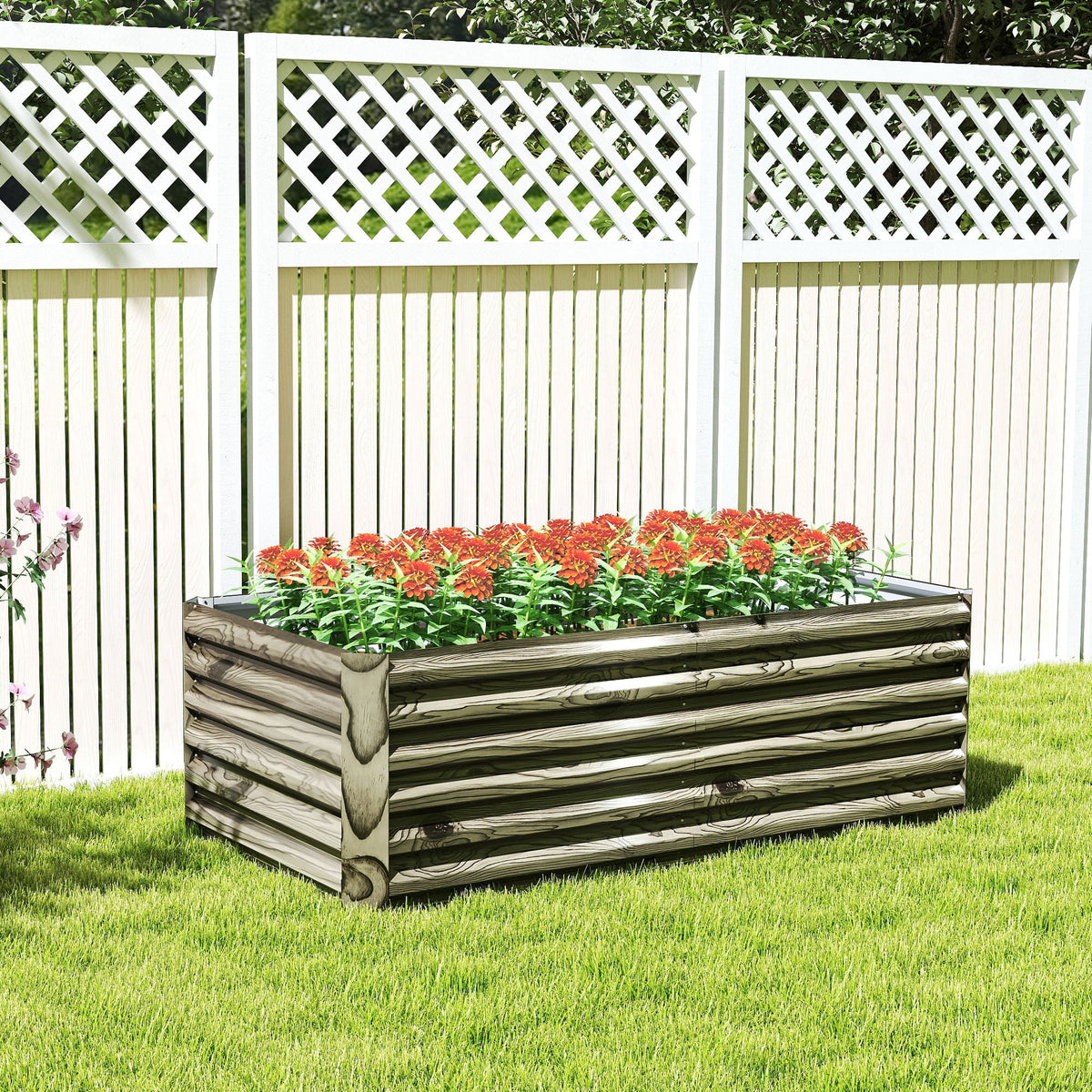 6' x 3' x 2' Galvanized Raised Garden Bed for Vegetables, Light Wood Effect