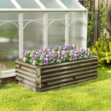 6' x 3' x 2' Galvanized Raised Garden Bed for Vegetables, Light Wood Effect